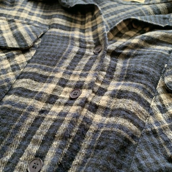 OAK & FORT | Plaid Blue Cropped Flannel - Picture 4 of 5